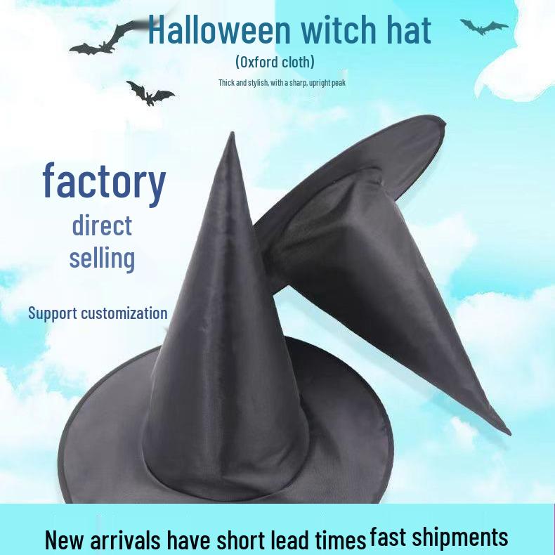Black Witch Hat - Halloween Wizard Headwear for Masquerade Parties