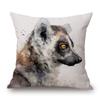 Color Painting Animals Portraits Cushion Covers Bull Raccoon Deer Horse Lemur Koala Print Pillow Case