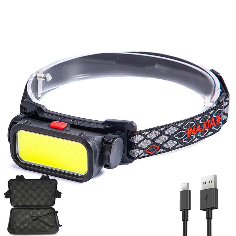 Powerful COB LED Headlamp USB Rechargeable 4 Modes Lighting Head Flashlight With 18650 Built in Battery Camping Fishing Lantern