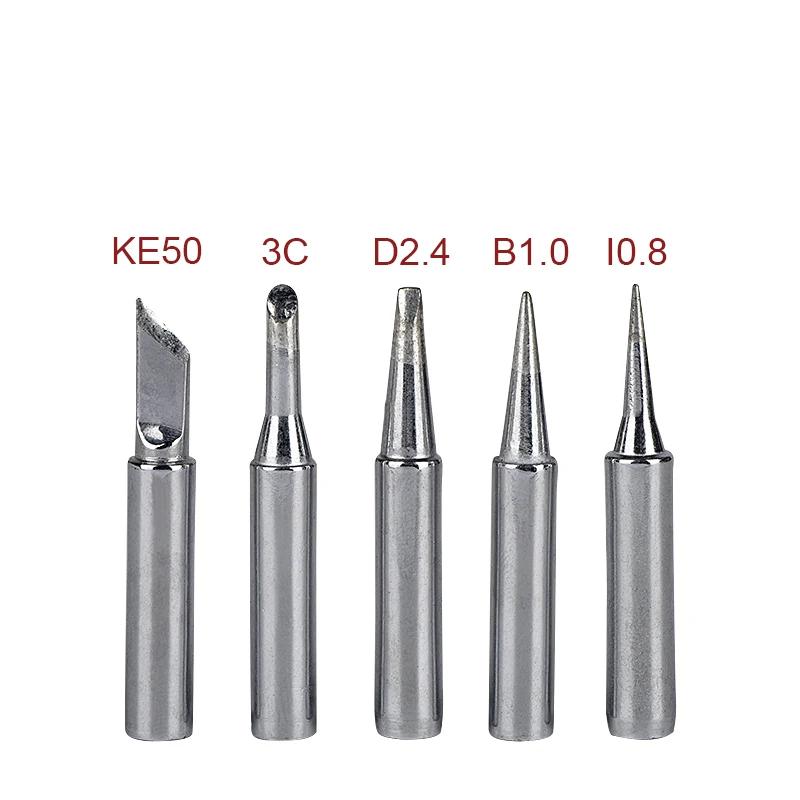 Durable Pure Copper Soldering Iron Replacement Tips 5Pcs 900M-T Lead-Free Internal Heating for Electronics Repair