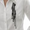 Black Crystal Crystal Beads Brooches Vintage Style Irregular Geometry Tassel Pendant Brooch Chain Bead Creative Design Lapel Pin