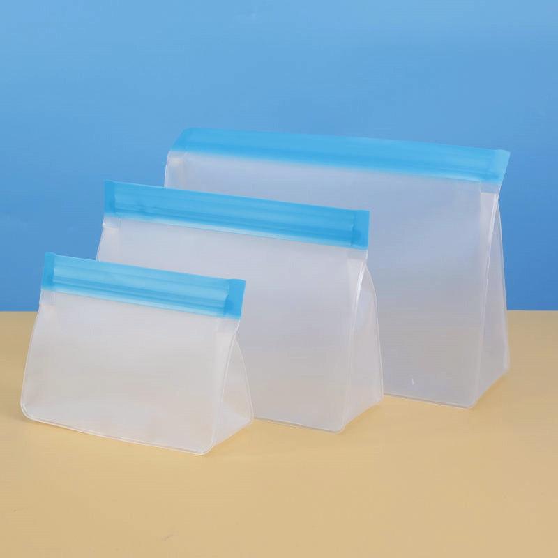 Reusable Food Storage Bag Upgrade Leakproof Top Stand Up Freezer Sandwich Ziplock Bag Silicone Peva Food Preservation Shut Bag