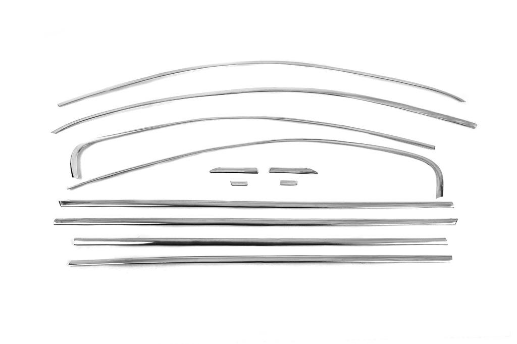Vollständige Fensterverkleidung (12 Stück, Edelstahl) Carmos - Türkischer Stahl für Volkswagen Jetta 2011-2018