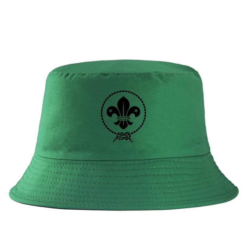 Vintage Fleur De Lis Graphic Bucket Hat World Scout Emblem Print Cotton FisherUnisex Cap Unisex Casual Summer Outdoor Sport Hat