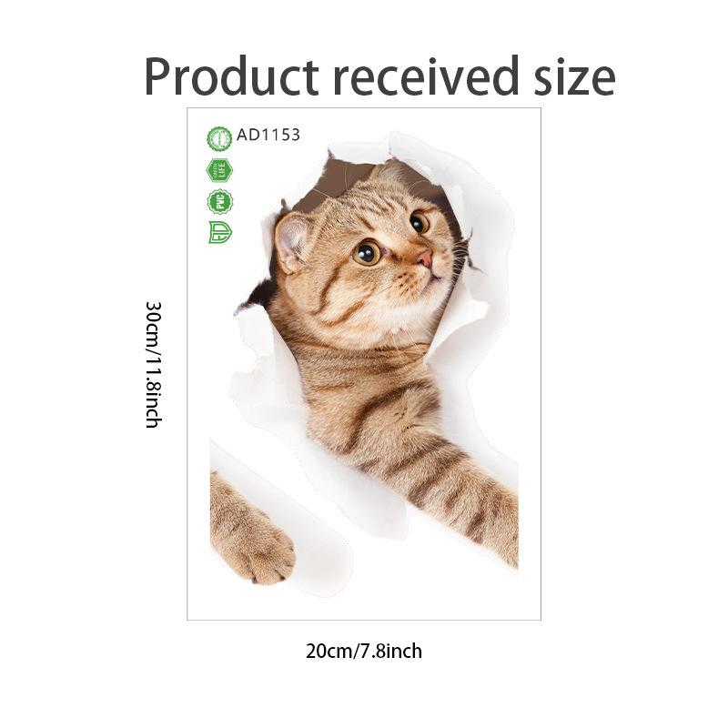 

Torn Peeping Kitten Toilet Sticker 3D Effect Bathroom Toilet Seat Waterproof Sticker Self-Adhesive