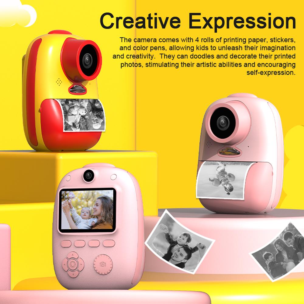 Instant Print Camera for Kids 1080P Resolution Portable Inkless Thermal Printing 26MP Digital Video