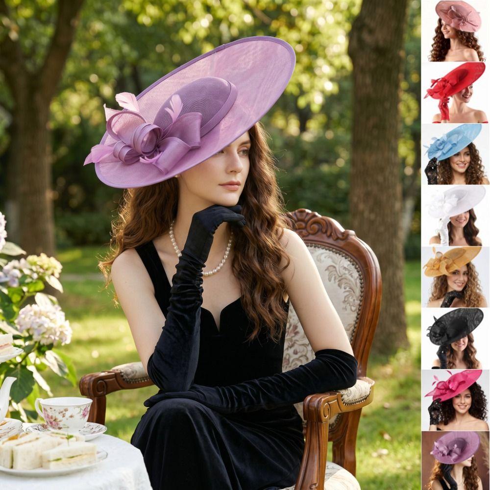 Elegant Mesh Bow Headband French Tea Party Hat Retro Bride Headdress Stage Performance