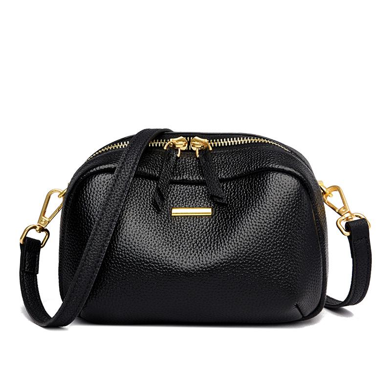 Solid Color Female Messenger Bag Women's Cowhide Tote Bag Vintage Genuine Leather Shoulder Bags