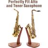 Musbeat Saxophone Stand, Saxophone Stand for Alto and Tenor, Mahogany Hardwood Alto Sax Stand with Soft Silicone Yokes, Handcrafted Wooden Tenor