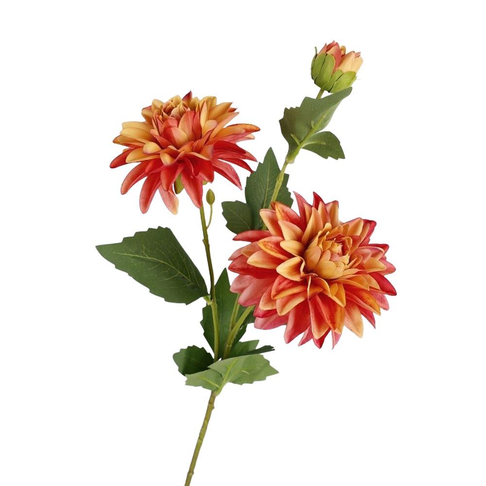 New 76cm Length Artificial Dahlia Flower Long Branch Floral Arrangement Faux Flower Realistic 3 Heads Silk Flower Home Decor