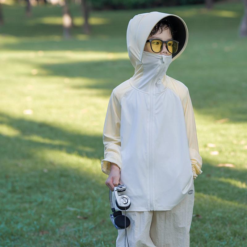 Children's sunscreen clothing 1011 new summer ice silk light boys and girls baby brim removable sunscreen clothing jacket
