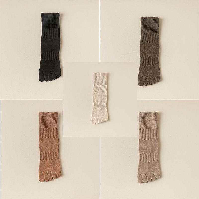 5 Perechi Șosete Femei Cinci Degete Bumbac Pur Culoare Solidă Dama Degete Separate Șosete Sport 2025 Primăvară Toamnă Șosete Degete