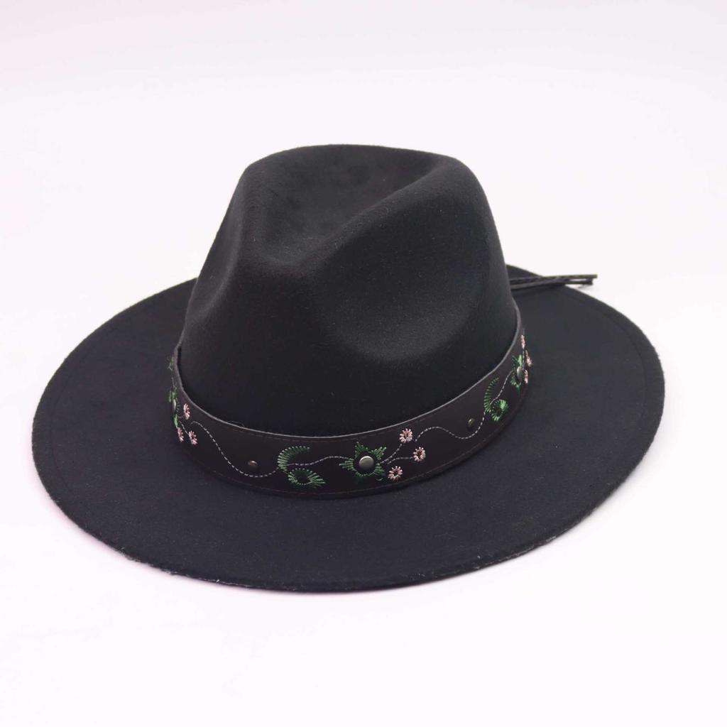 European and American Women's Retro Cowboy Top Hat, Jazz Hat, Autumn and Winter British Woolen Felt Hat, Men's Top Hat, Autumn and Winter Hat
