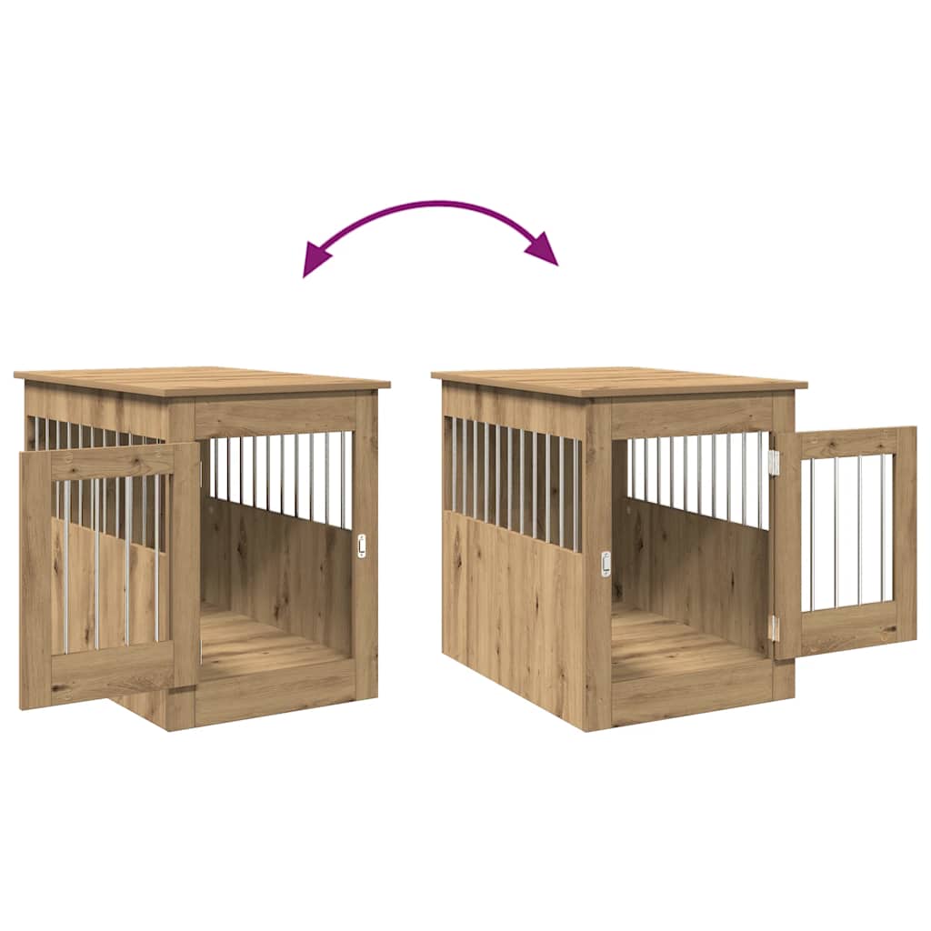 Vidaxl Dog Pen, Artisan Oak, 55X80X68Cm, Wood-Based Material