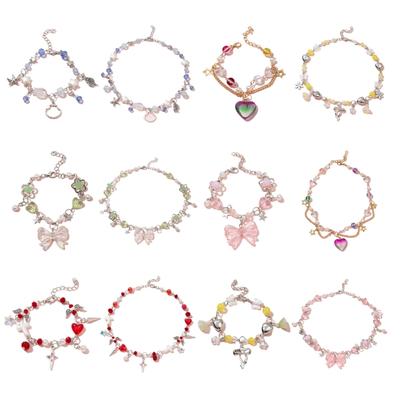 Collier/Bracelet en Cristal Perlé Fait Main Élégant Accessoire de Perles Colorées Bijoux Tendance pour Filles et Femmes