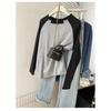 Korean Style Retro Color Block Long Sleeve Women's Casual Top - Autumn/Winter Loose Fit