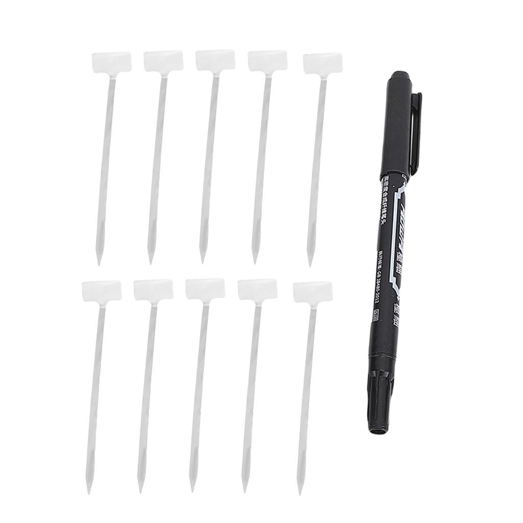 10pcs Plant Labels 304 Stainless Steel Water Proof Reusable Plant Nursery Tags with Pen for Vegetables Flower