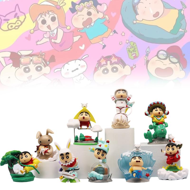 Adorable Crayon Shin-chan Classic Scene Figurine Set With 9 Unique Characters For Desk Display