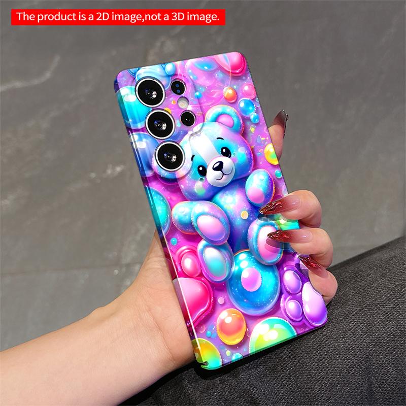 2DFlat Samsung phone case Rainbow Bear in Bubble World Applicable to Galaxy S23 S24 S25ULTRA S26 A12 A14 A15 A16 A54 A55