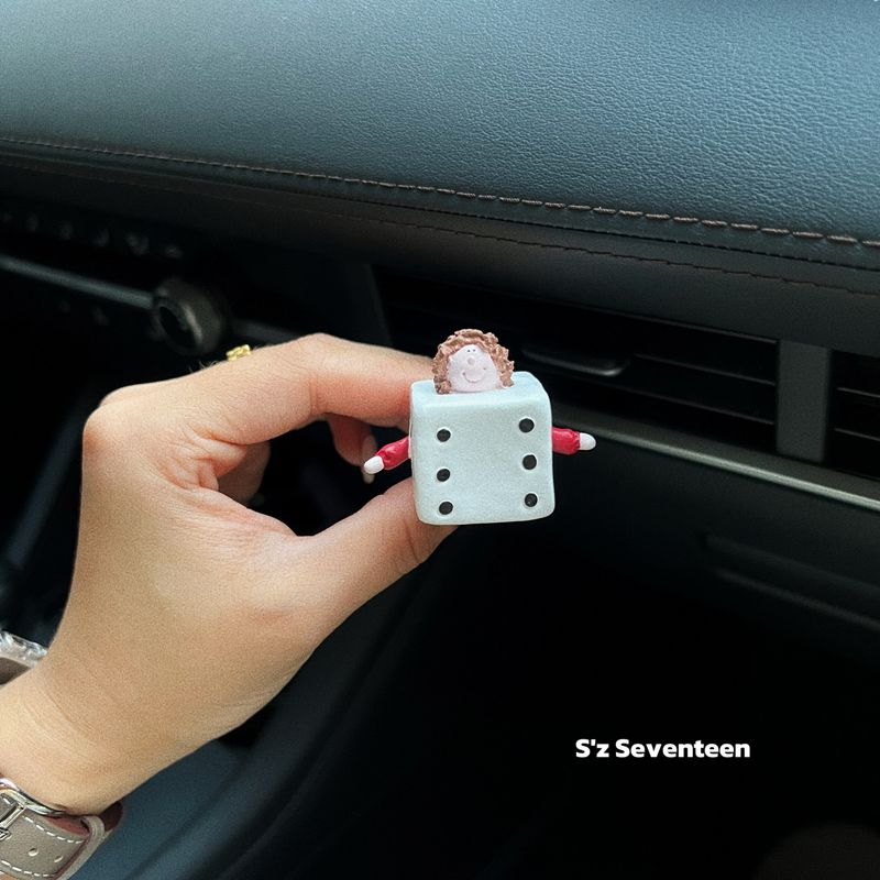 Vintage Beaded-Eyed Girl Original Handmade Car Air Freshener Clip Dice Diffuser Stone Aromatherapy New Car Gift Square Dice with Free Aromatherapy Other notes