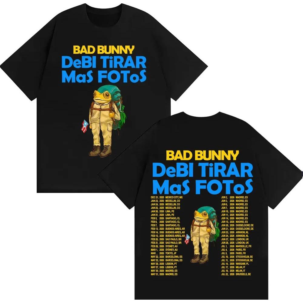 Rapper Bad Bunny Debi Tirar Mas Fotos DTMF Album T-shirts Men Women Vintage Cartoon Fashion Short Sleeve T Shirt S