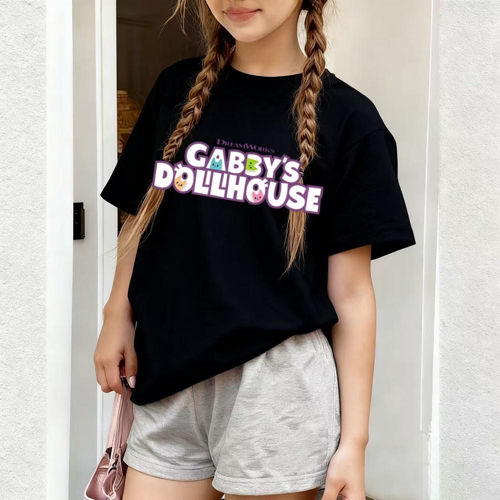 

2026 New Short Sleeved Children s Summer Round Neck Black and White T-shirt, Children s Short Top T-shirt 100