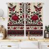 Set Of 2 Curtains Red Rose Butterfly Print Polyester Top Living Room Sheer Made Machine Washable Great Window Treatment