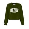 Women's Casual Fashionable Comfortable Padded V-Neck Christmas Printed Long Sleeve Sports Sweatshirt