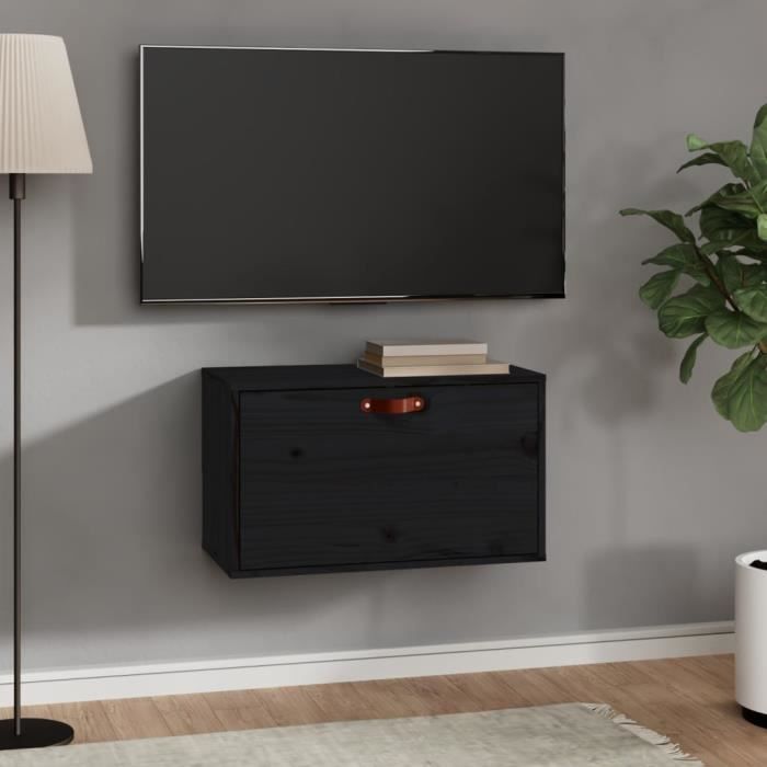 VidaXL Wall Cabinet Black 60x30x35 Cm Solid Pine Wood 818354