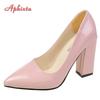 Fashion Aphixta 2025 New 10cm Square Heels Pumps Women Shoes Patent Leather Sexy Wedding Party Official Leisure Super Big Szie 31-50
