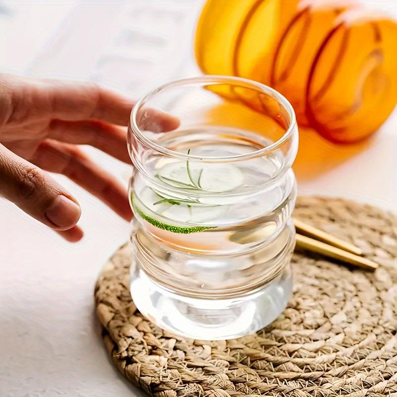 Lot de 4 tasses en verre Caterpillar avec pailles, tasses à eau en verre borosilicaté, tasses à café glacé, verres à boire pour jus, lait, thé et plus encore, été et hiver