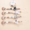 Baby Anti Drip Silicone Bead Chain Care Handmade Wood Teether Nipple Chain  Teether Chain  Clip Teething Chew Toys