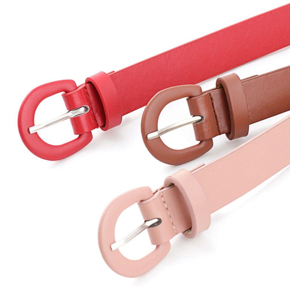 Candy Color Horseshoe Buckle Waistband Trouser Dress Belts Decorative Waist Strap Leather Belt