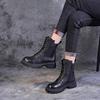 2025 autumn new handsome British side zipper platform cotton short boots locomotive boots lace-up middle help Martin boots