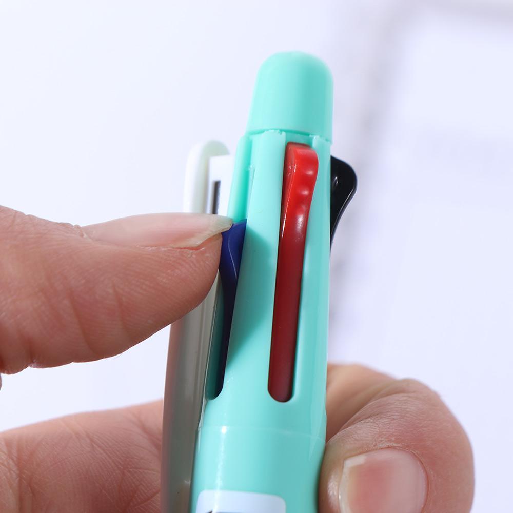1pcs 4 Colors Ball Pen Multicolor Ballpoint Pens 5 in 1 Clip-on Multicolor Retractable Pen with Pencil&Eraser Soft