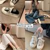 []~ Lamb Pattern Pad Open Smile Thick-soled Casual Canvas Board Shoes Women's Little White Shoes