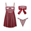 Women's Lace Mesh Underwire Push Up Cami Sleep Dress Lingerie Set