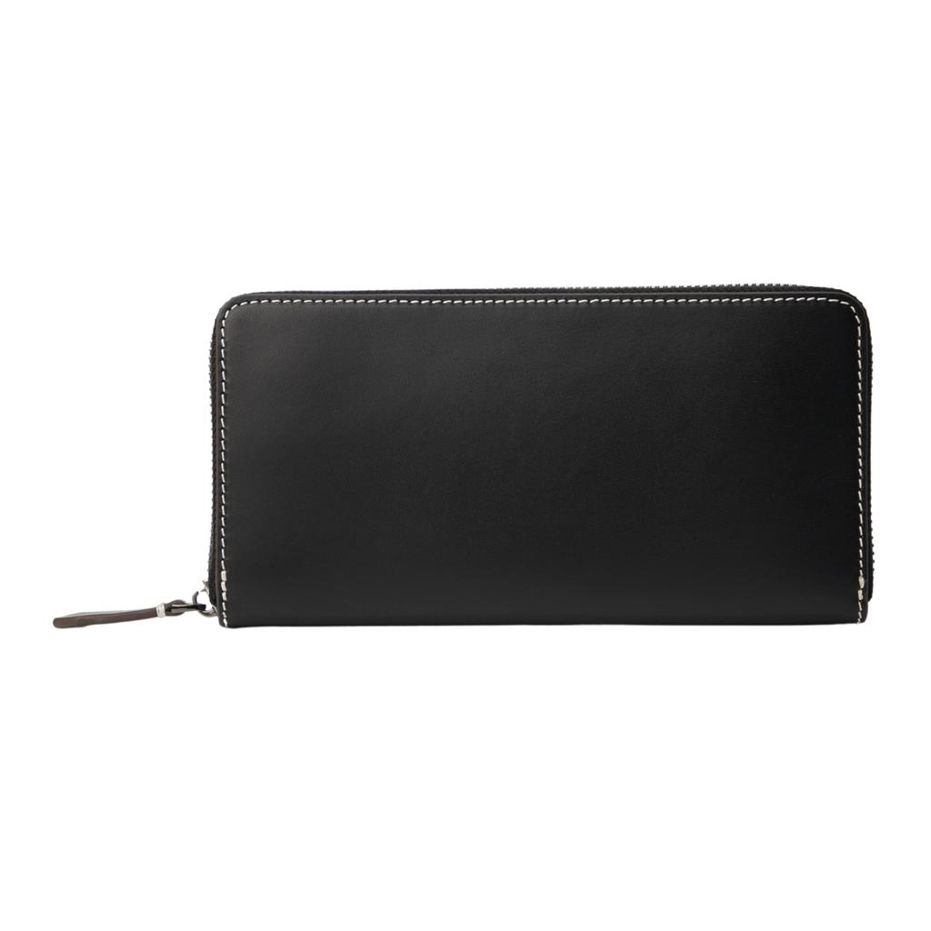 Luxury Italian Leather Long Wallet with Coin Genuine Leather Tan Holds 13 Cards [MASSENI] Purse, Wallet, Color, (black)