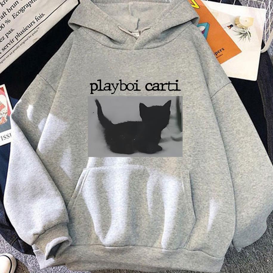 Playboi Carti Extra Large Hip Hop Men'S Women'S Hoodies Cute Harajuku Cat Printed Hoodies Street Fashion Rap Couple'S Hoodies