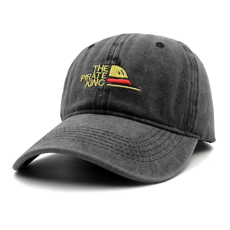 Letters The Pirate Kig Washed Embroidered Baseball Cap Outdoor Cap Adjustable чёрный