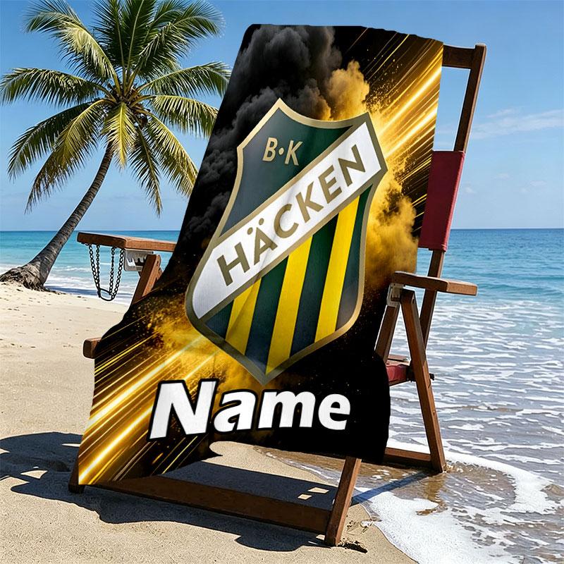 Custom Name Personalized BK Hacken Print Beach Towel, for Trip Camping Beach Party Home Decor, Birthday Gift for Family & Friends