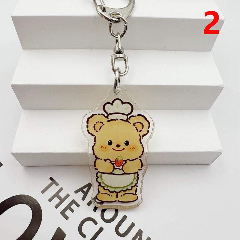 Cute Acrylic Butter Bear Keychains Bag Pendant Cartoon Keyring Jewelry Women Backpack Charms Decor Accessories