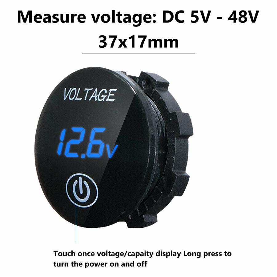 2Pcs Dc 12V-24V Led Panel Digital Voltage Volt Meter Display Voltmeter  Battery Capacity Meter Touch Switch Motorcycle Car