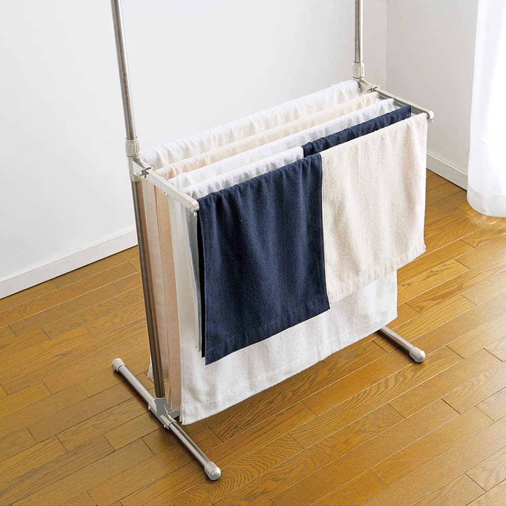 Bestco Stainless Steel Clothes Dryer, H-Shaped, Indoor, Extendable, Width 84-138cm, Depth 54cm, Height 87.5-145cm, Light Gray, NY-276