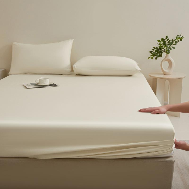 

New Pure Cotton Solid Color Fitted Sheet Protector Mattress Cover Sheet Dustproof Bed Cover 90*200cm+20cm