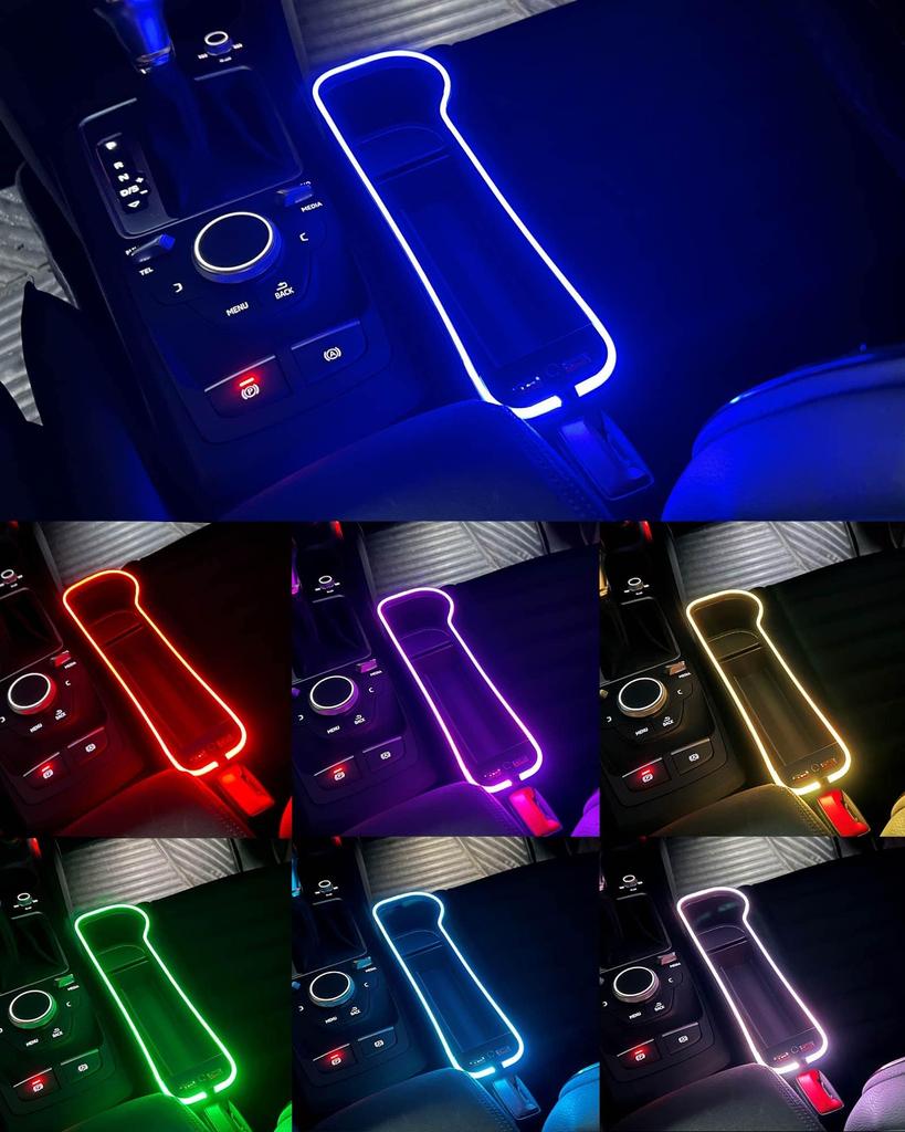 LED Car Side Storage Box, Lighting, 7 Colors, Seat Side Pocket, Car Storage Case,