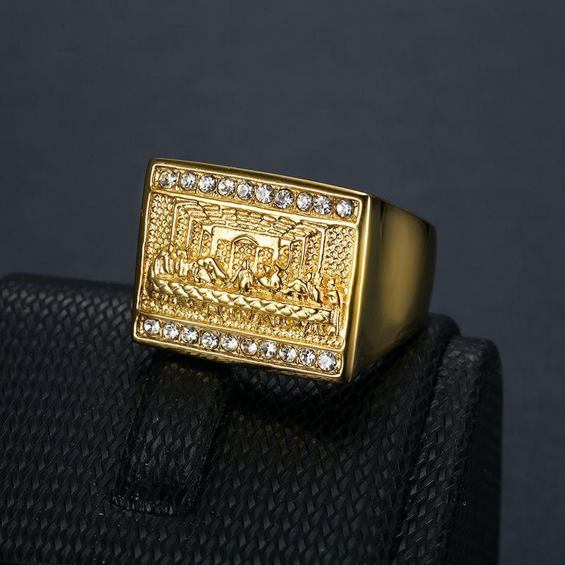 Europe, America, Gold-plated World Famous Painting Judas Thirteen Apostles Men s Ring 2026 No. 7