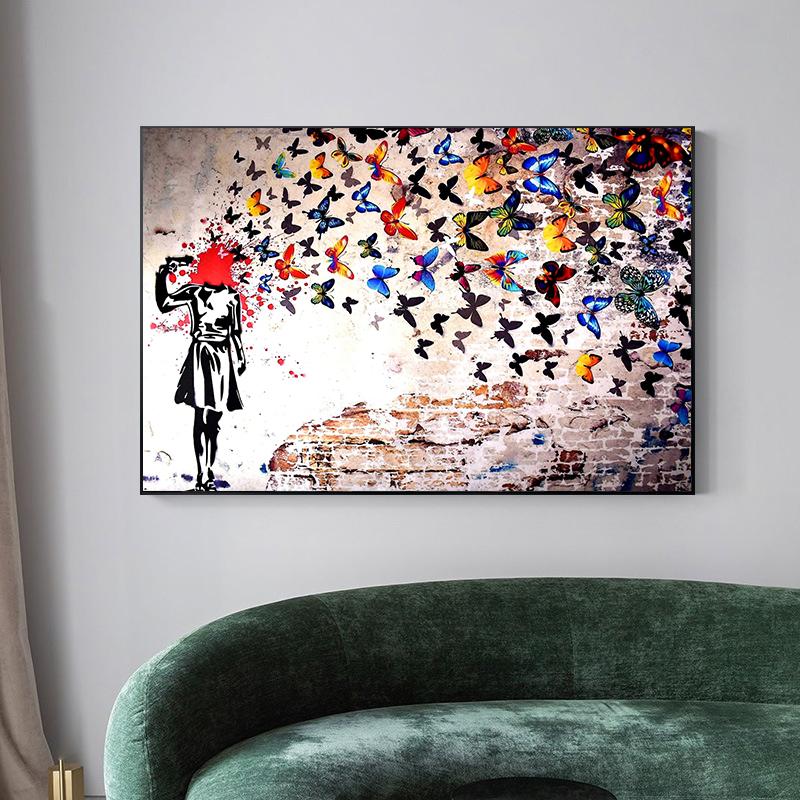 Abstract Street Art Canvas Painting My Butterfly Life Art Decoration Painting Wall Art Posters Wall Decor No Frame
