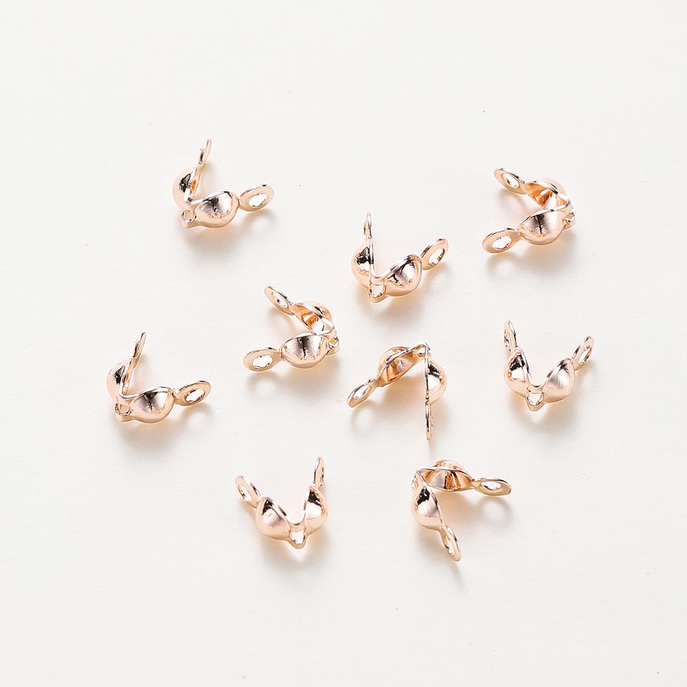 14K 18K Echtgold Plated Doppel Loch Endverschluss Perlen Offene Abdeckung Quetschperlen Für DIY Schmuckherstellung Halsketten Komponente