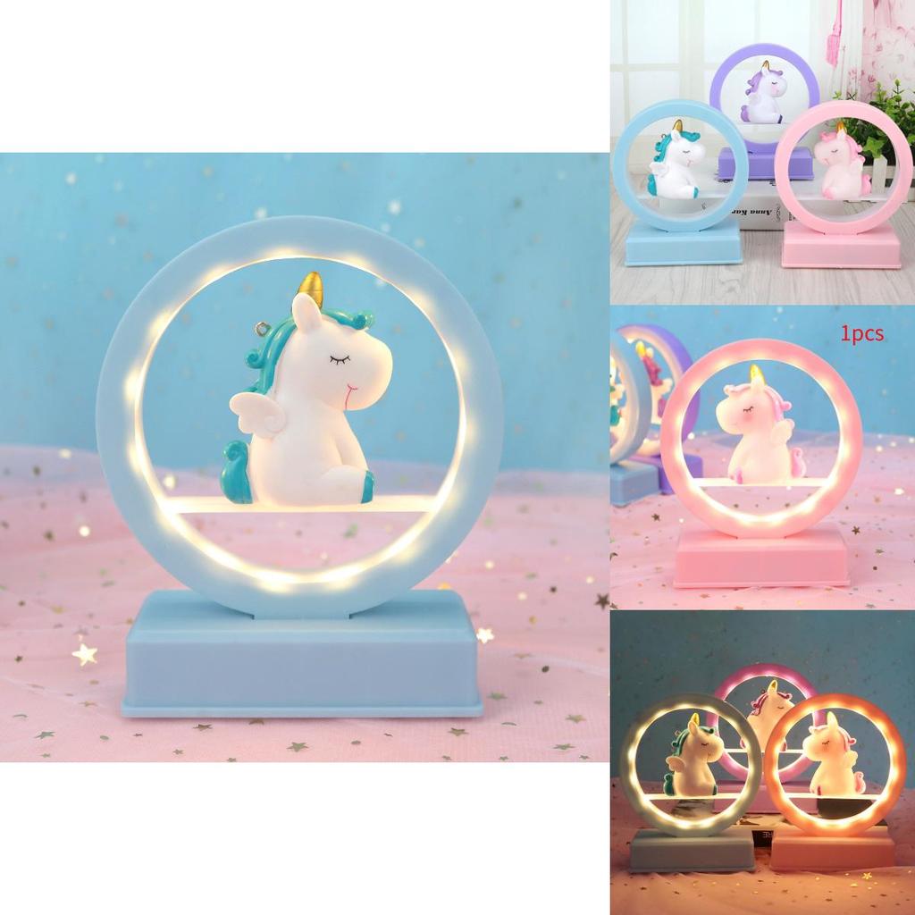 Cute Cartoon Unicorn Led Night Light Music Box Desktop Decor Ornament For Romantic Occasion And Decor
